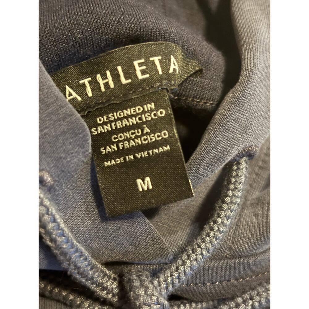 Athleta Medium Blue Gray Modal Blend Hoodie Oversized Pullover Sweatshirt Cozy - Picture 4 of 6
